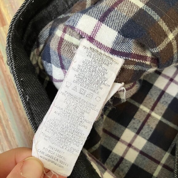 Prana Boyfriend Fit Jeans Mid-Rise Straight Flannel Lined Charcoal Black Denim - Picture 9 of 10